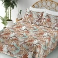 thumbnail image 3 of Ambesonne Floral Design Fitted & Flat Sheet with Shams 4 Pcs Set, Autumn Delicate Bloom, Queen, Burnt Orange Paprika Ecru, 3 of 5