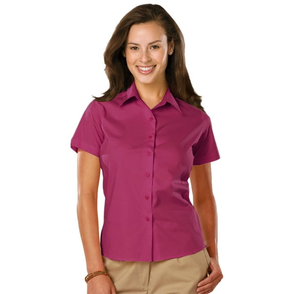 BlueGeneration Ladies Easy Care Stretch Ss Poplin - Berry 3 Extra Large Solid
