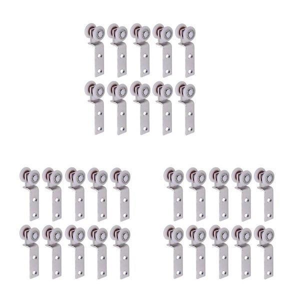 30 Piezas Doblar El Bloque de Polea del Cojinete del Metal del Tubo con Dos Ruedas Plásticas para El Gabinete de la Ventana de la Puerta Corredera