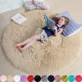 thumbnail image 1 of Alfombra Area Amdrebio, redonda, color beige, 150 cm, para dormitorio o sala de estar, 1 of 9