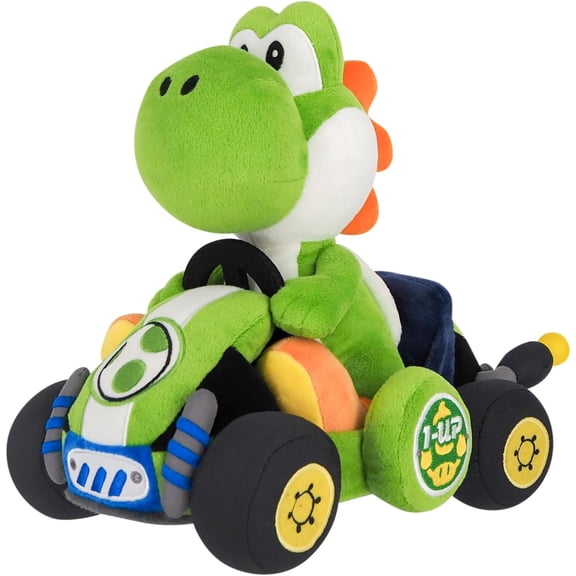 Collectible Sanei Boeki MKW01 Super Mario Kart World Yoshi Plush Toy W6.7 x D10.6 x H9.1 inches (W17 x D27 x H23 cm)