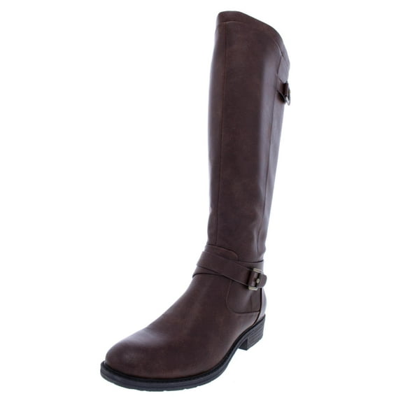 Baretraps Womens Yalina Faux Leather Buckle Riding Boots