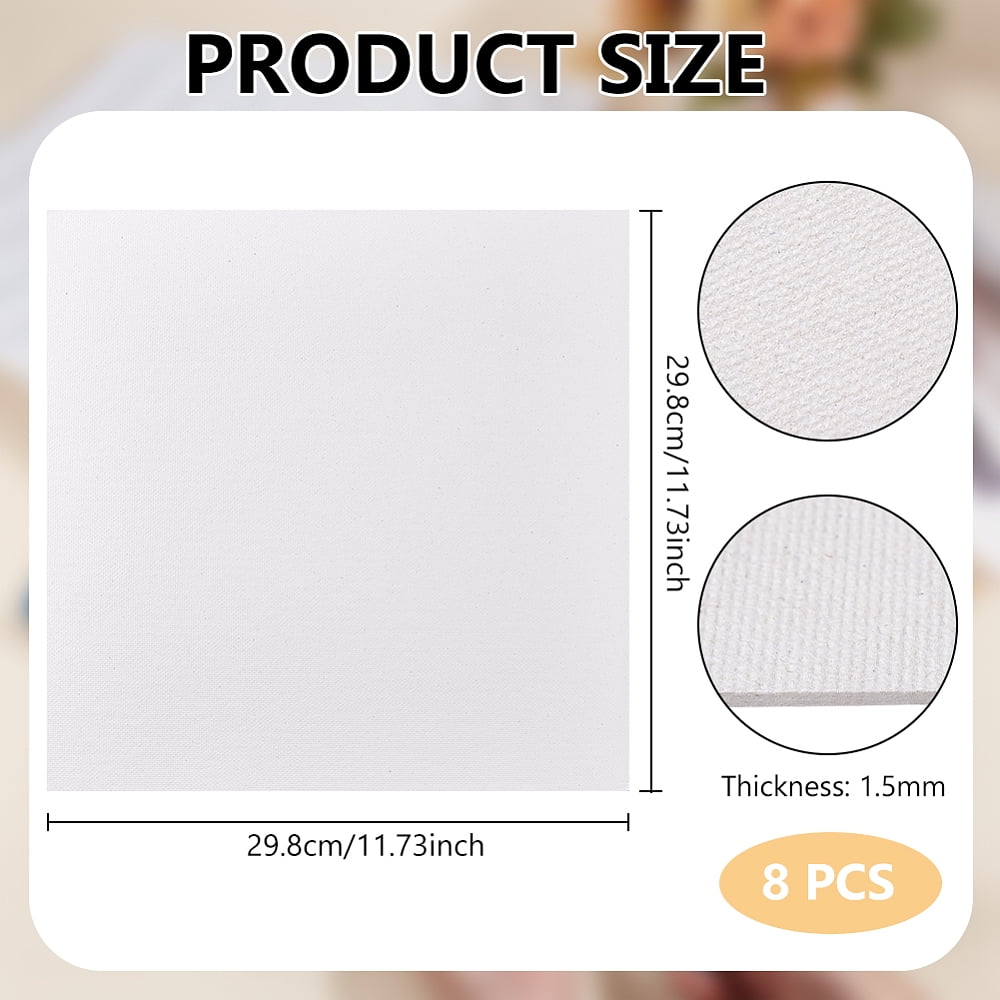 DIY 8pc Interlining Paper Cards Square White 298x298x1.5mm DIY