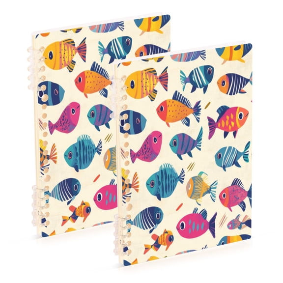 Notebook 8.3x5.7x0.4 Inch One Sizex1 Journey Note Diary Hardcover Notebook 60 Pages,80g Paper Writing Smooth and Not Easy to Break Colorful Fish Cartoon