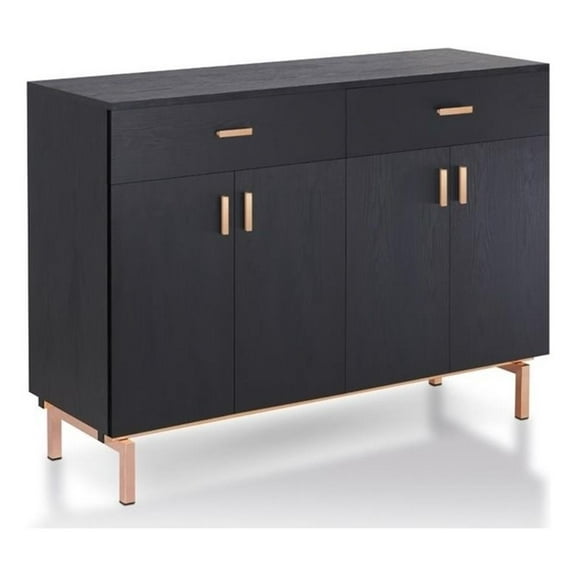 Bowery Hill Modern 2 Drawer Wood Buffet Table in Black