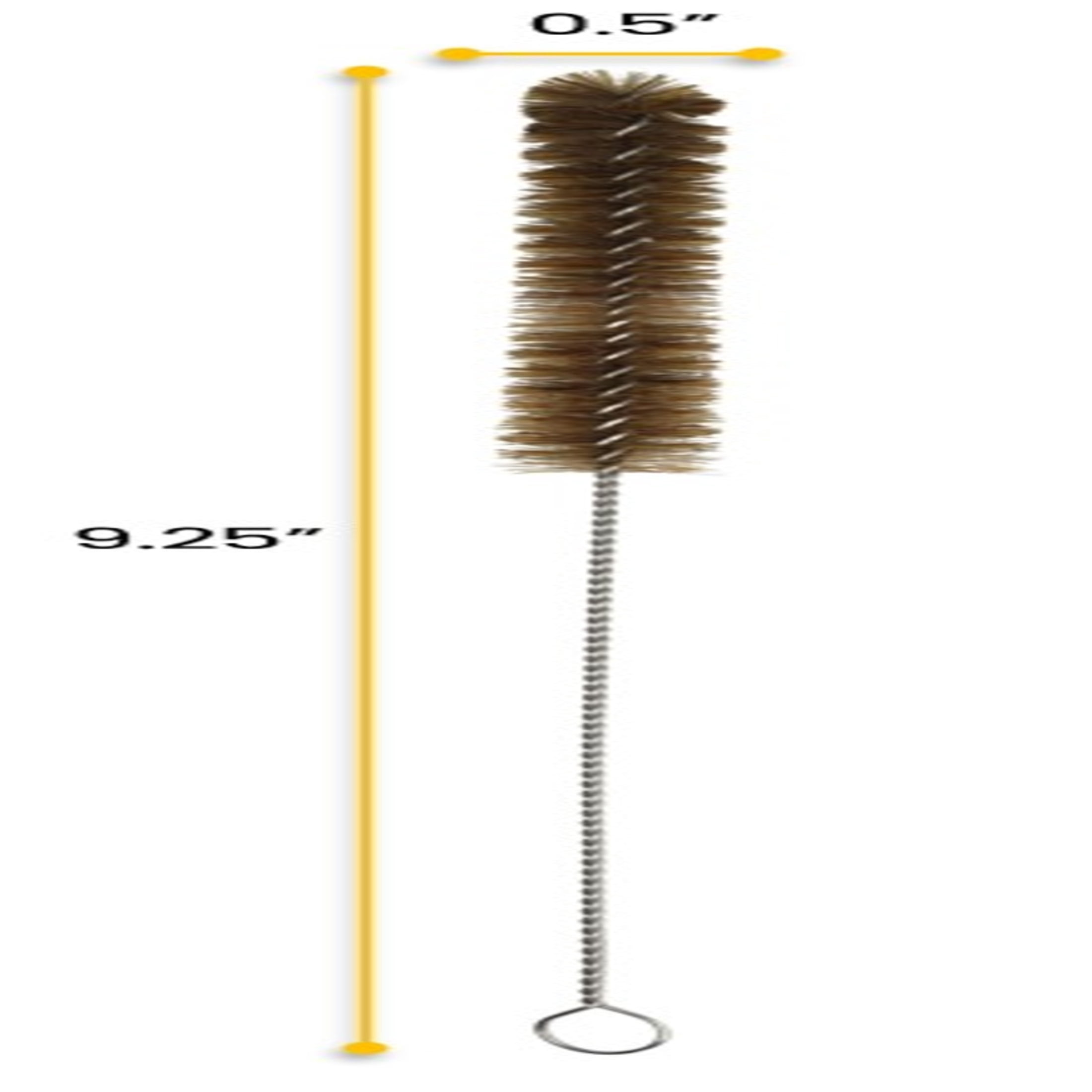 12PK Bristle Cleaning Brushes with Fan-Shaped Ends, 9.25" - Twisted Stainless Steel Wire Handle - Ideal for 0.3" - 0.5" Tubes, Bottles, Cylinders, Flasks, Straws - Eisco Labs