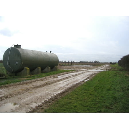 LAMINATED POSTERFarm track, East Rudham, Norfolk. ÃƒÂ¥ÃƒÂ with liquid fertiliser storage tank and hard standing for tempo Poster Print 24 x