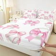 thumbnail image 3 of Feelyou Kawaii Bowknot Baseball Queen Sheet Sets, Cartoon Princess Ribbon Flat Sheet, Teens Kids Girls Women Queen Fitted Sheet, Breathable Home Decor, 4 Pieces, 3 of 7