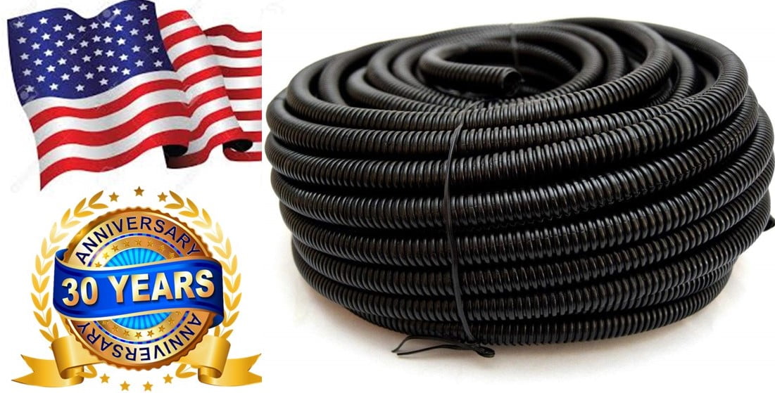 100 Ft 1/4" Split Wire Loom Conduit Polyethylene Tubing Black Color Sleeve Tube 