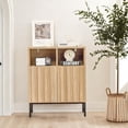 thumbnail image 3 of LinTimes Buffet Bahut avec Rangement, Armoire de Rangement Industrielle Moderne Table d'Appoint avec Panneau Cannelé Porte Pattes en Métal pour Salon, Salle à Manger, Couloir, 23.6 Pouces L x 10.6 Pouces P x 28.7 Pouces H, 3 of 7