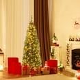 thumbnail image 1 of Costway 6 FT Pre-Lit Christmas Tree Slim Pencil Hinged with 250 Lights & 618 Branch Tips, 1 of 10