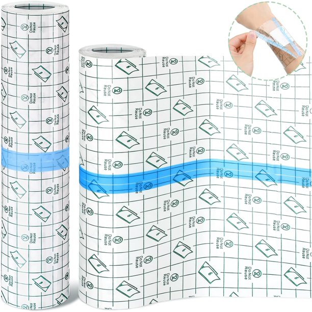 9 rollos de vendajes impermeables, vendaje de película transparente, cinta adhesiva transparente para ducha, 3 tamaños (2 pulgadas, 4 pulgadas, 6 pulgadas de ancho)