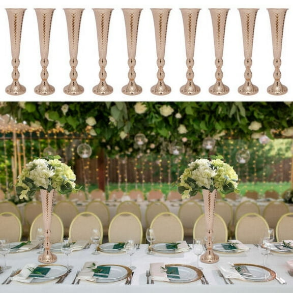 10Pcs Flower Vase Freestand Metal Trumpet Wedding Centerpiece Table Decor Vase