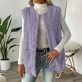 thumbnail image 2 of Womens Vest Jacket Plus Size Double-Sided Velvet Cardigan Pocket Round Neck Sleeveless (Purple L), 2 of 8
