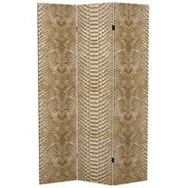 Oriental Furniture 6 ft. Tall Tan Snake Print Canvas Room Divider - 3 Panel