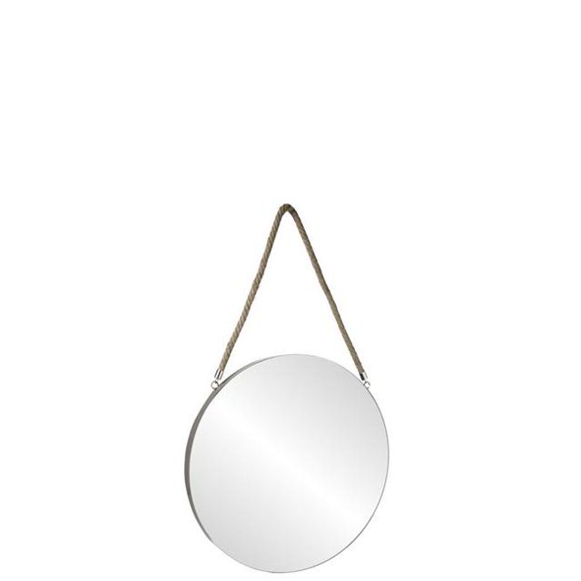Urban Trends Collection 43860 Metal Round Wall Mirror with Top Rope Hanger Coated, Taupe - Small
