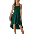 thumbnail image 1 of Vestido asimétrico con tirantes finos, color liso, corte casual, a la moda, sin mangas., 1 of 5
