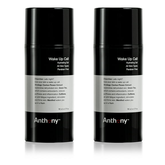 Anthony Wake Up Call, 3 Fl Oz, Face and Anti-Puffiness – Tired Skin Refresher & Moisturizer with Caffeine, Menthol, Green Tea, and Shea Butter Pack of 2