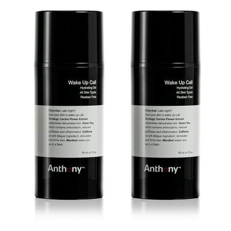 Anthony Wake Up Call, 3 Fl Oz, Face and Anti-Puffiness – Tired Skin Refresher & Moisturizer with Caffeine, Menthol, Green Tea, and Shea Butter Pack of 2