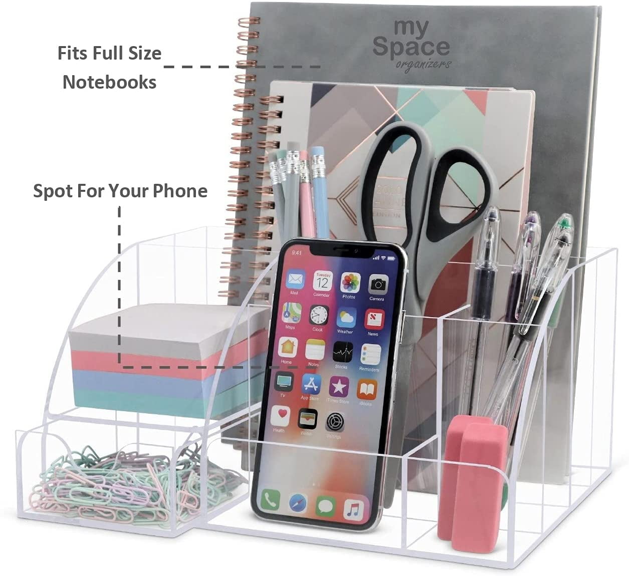 Clear Acrylic Desk Organizer For Home Office Supplies Accessories