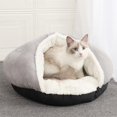 thumbnail image 2 of Cama de felpa para perros y gatos Zulema Pet Cat Sleeping Bed Gris, 2 of 8