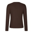thumbnail image 4 of CaComMARK PI Flash Deals Womens Long Sleeve Shirts Sexy V Neck Ribbed Knit Fitted Casual Tops Tee Slim Basic Shirt Brown XXL(XXL), 4 of 5