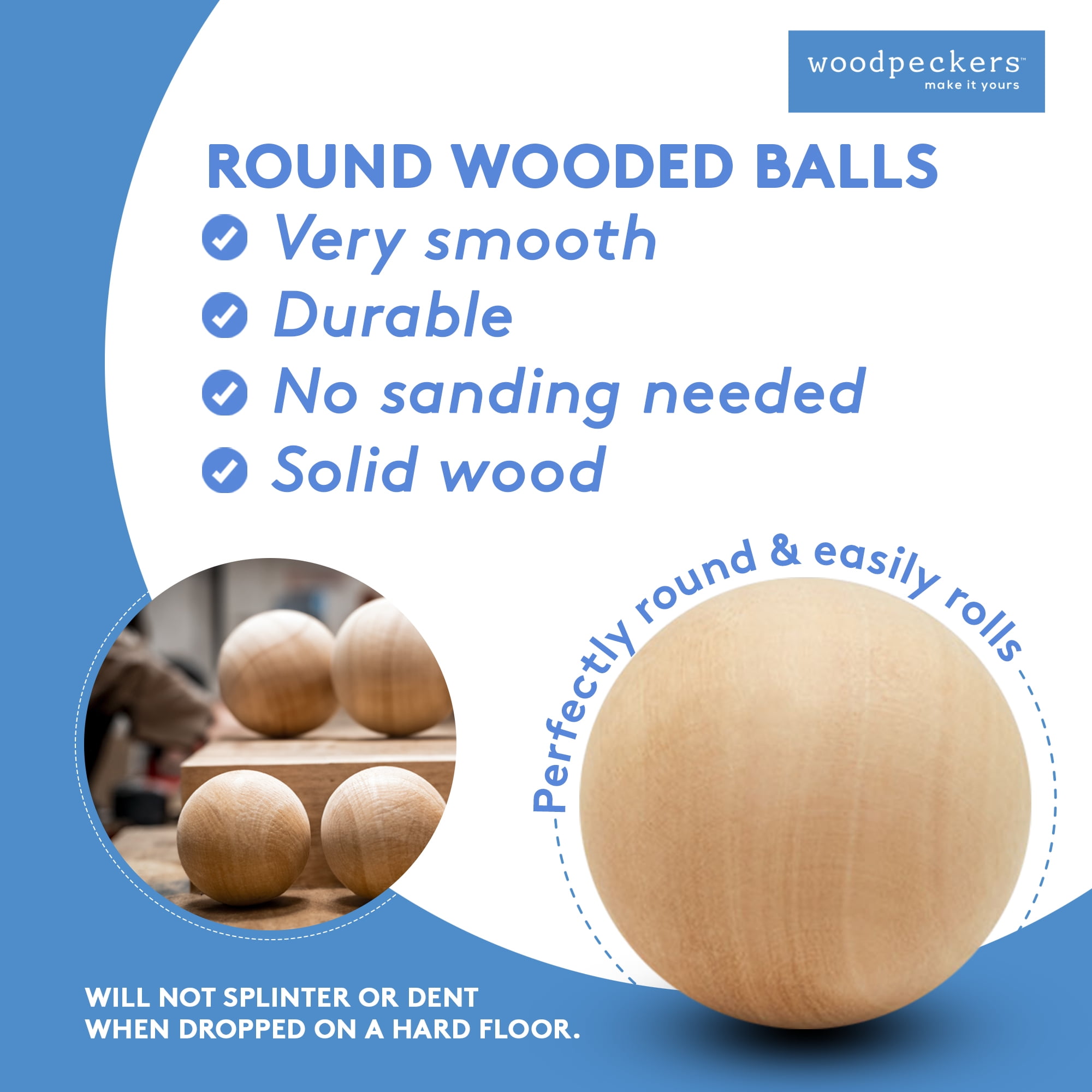 Wooden Balls, Assorted Unfinished, Round, Birch Hardwood Craft Balls |  Woodpeckers