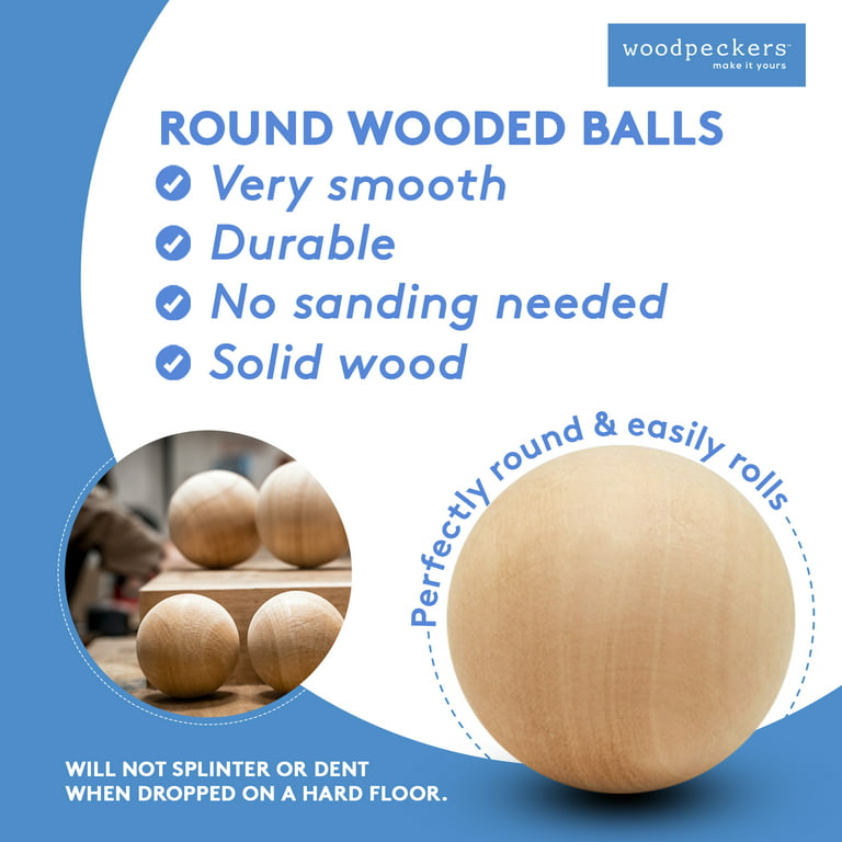 3-1/2 inch Round Wooden Balls for Crafts Bag of 3 Unfinished and Smooth Round Birch Hardwood Balls and Wooden Spheres by Woodpeckers