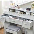 thumbnail image 4 of USIKEY Women Modern Large Vanity Set with Lighted Mirror and Storage Cabinets Table Set, Gray, 4 of 10