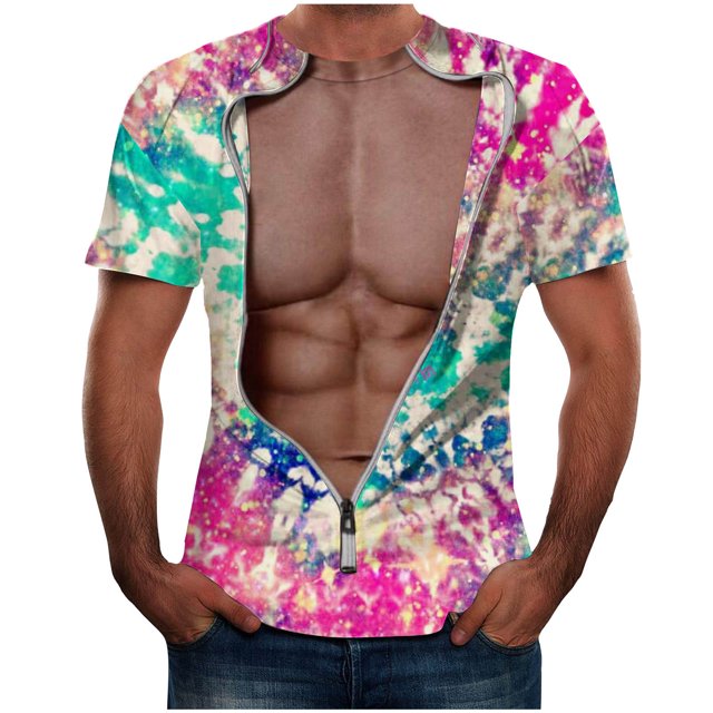 Qertyioot T-Shirt d'Entraînement pour Homme, Été, Décontracté, Col Rond, Manches Courtes, Haut avec Imprimé sur la Poitrine et Col Rond