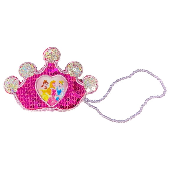 Disney Princess Girls Crown Coin Purse Beaded Sequin Wristlet Wallet