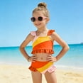 thumbnail image 2 of dmqupv Baby Girl Two-Piece Bikini Set Girls Swimsuit Comfortable Breathable Stylish Color Blocked Ruffled Two Piece Swimsuit Orange,Size for 2-3 Years, 2 of 8