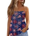 thumbnail image 2 of Womens 4th of July Smocked Strapless Pleated Tube Tops Pariotic Print Strapless Pleated Bandeau Tunic Sleeveless Tank Tops, 2 of 5