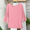 thumbnail image 2 of Blouses Jacquard en Coton et Lin à Manches 3/4 pour Femmes, 2 of 6