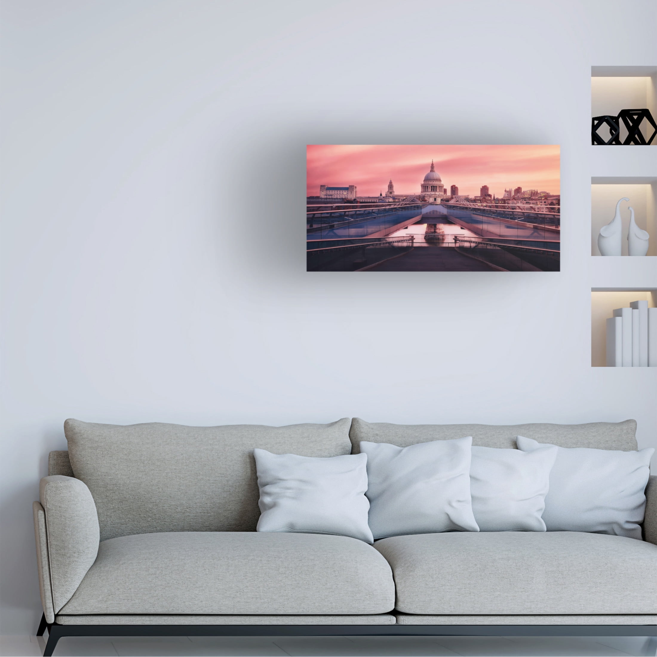 Canvas Wall Art - Massimo Cuomo 'Sunrise At Millennium Bridge' Wall Art for Living Room, Bedroom, or Office Décor by Trademark Fine Art - 47 x 24 Inches