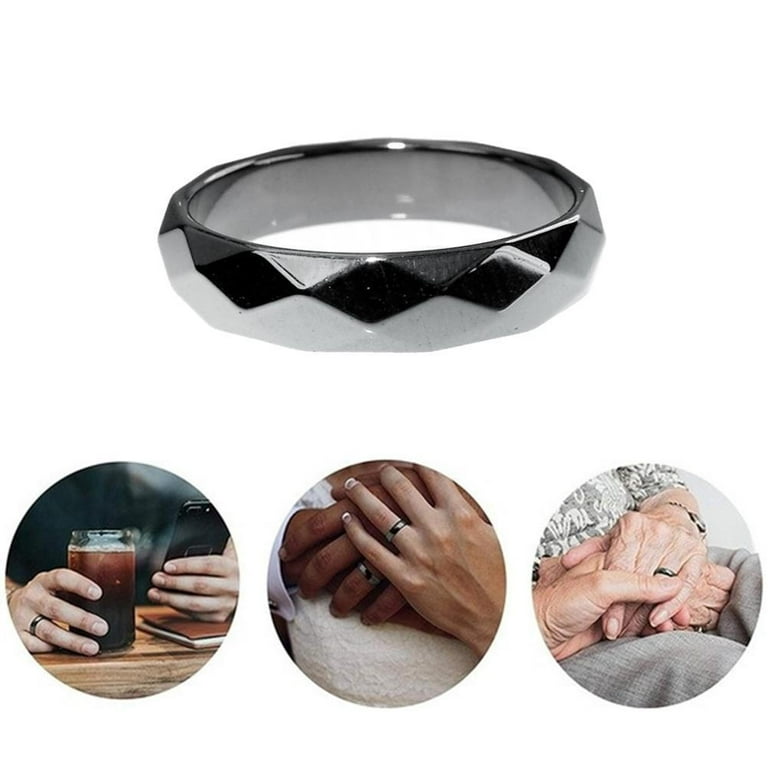 Hematite Ring for Women Men Black Hematite Stone Ring Anxiety