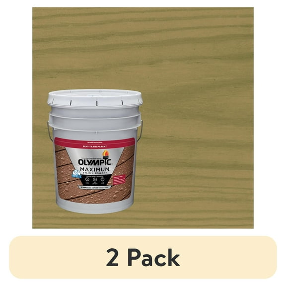 (2 pack) Olympic Maximum 5 Gallons ST-2018 Outside White Semi-Transparent Exterior Stain and Sealer in One Low VOC