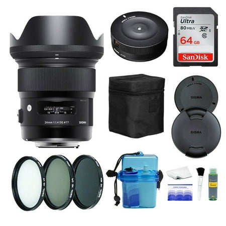 Sigma 24mm F1.4 Art DG HSM Lens for Nikon Camera + Sigma USB Dock + 3 Filter Kit + 5 Year Sigma USA