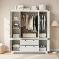 thumbnail image 2 of PARKWELL 4-Door Armoire Wardrobe Closet with 2 Drawers, Clothing Rod and Cabinet, Freestanding Clothing Armoires Closet Organizer for Bedroom, White, 2 of 7