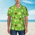 thumbnail image 2 of Vsdgher Daisies And Ladybugs Print Men's Hawaiian Shirts Button Down Tropical Holiday Beach Shirts Vacation Clothes,XX-Large, 2 of 7