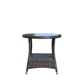thumbnail image 5 of Olurrisa Outdoor Round Coffee Table 21" - Clear Tempered Glass Top with Brown PE Rattan Base, 120lb Capacity All-Weather Patio Table for Garden & Deck, 5 of 10
