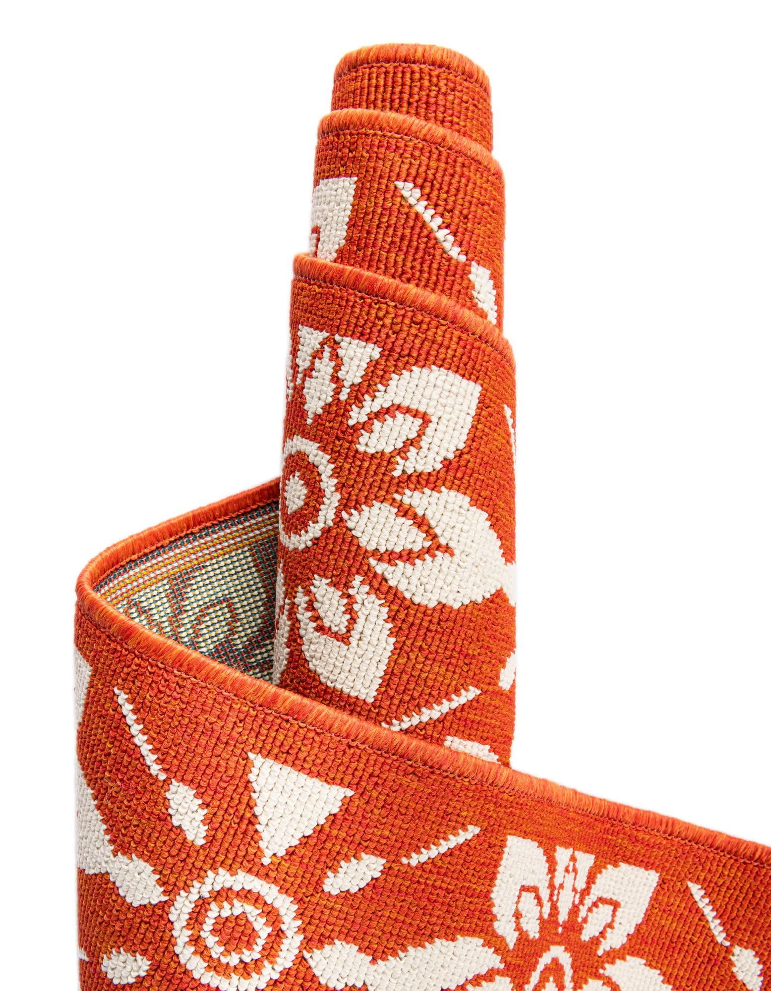 Unique Loom Outdoor Trellis Collection Area Rug - Tiles (9' x 12' Rectangle Rust Red/Ivory)
