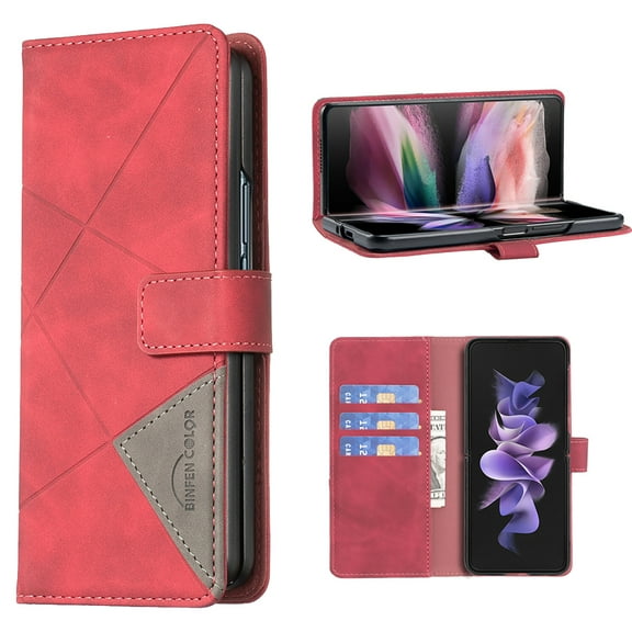 Allytechgroup Compatible with Samsung Galaxy Z Fold 7 Case with Cards Holder, Lightweight PU Leather Full Protection Anti-Shock Non-Slip Folio Wallet Case for Samsung Galaxy Z Fold 7, Red