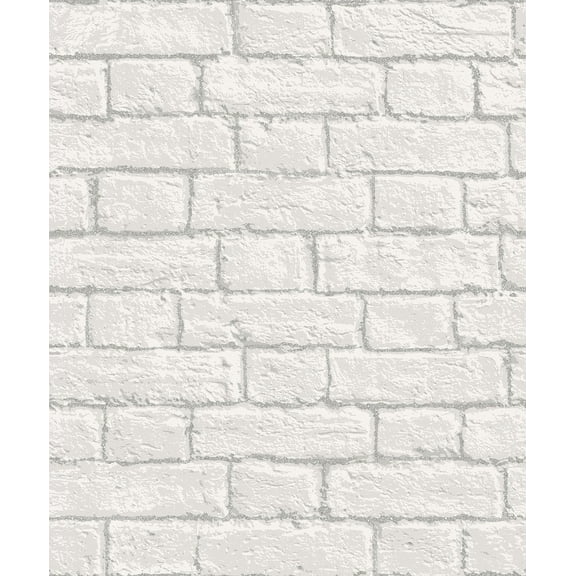 Coloroll Ditmas White Brick Unpasted Paper Wallpaper, 20.5-in by 33-ft, 56.4 sq. ft.