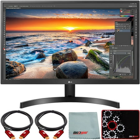LG 27UK500-B 27 inch 4K UHD 3840x2160 IPS HDR10 Monitor FreeSync Bundle with Deco Gear HDMI Cable