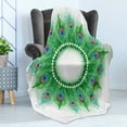 thumbnail image 4 of Peacock Mandala Soft Flannel Fleece Throw Blanket, Tropical Look Green Tone Holistic Design of Peafowl Tail Feathers, Cozy Plush for Indoor and Outdoor Use, 70" x 90", Multicolor, by Ambesonne, 4 of 5
