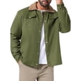 thumbnail image 5 of INSPIRE CHIC Men's Winter Coat Collared Button Front Fleece Lining Pockets Trucker Jacket S Olive Green, 5 of 6