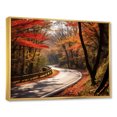 thumbnail image 2 of Designart "Crimson Autumn Road Leading into the Forest III" Landscapes Framed Wall Art - Modern Red Road Entryway Framed Wall Art Print, 2 of 6