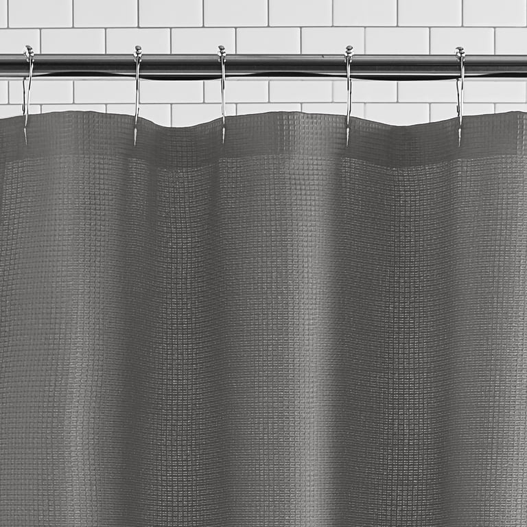 Vera Wang Grey Waffle Shower Curtain – Cotton/Polyester Blend, 70x72 Inches