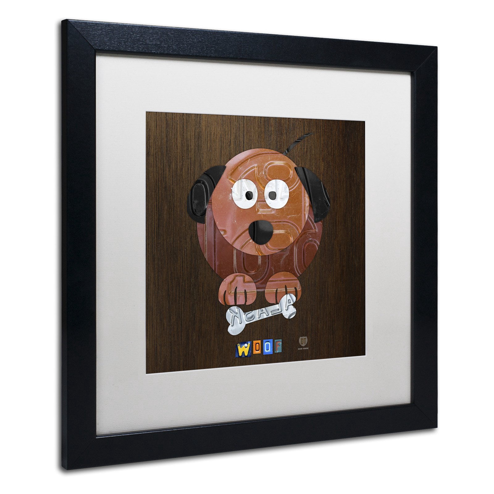 Trademark Fine Art 'Woof The Dog' Canvas Art by Design Turnpike, White Matte, Black Frame